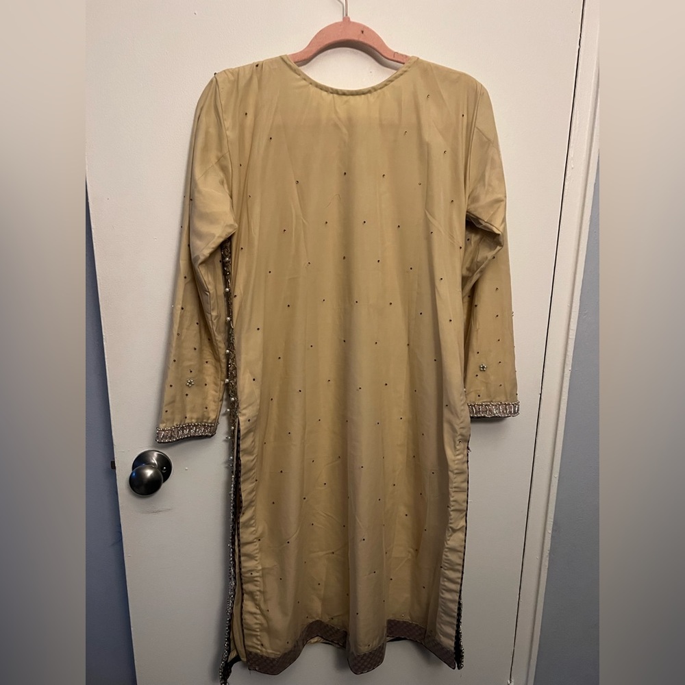 Pakistani Indian Designer Dress Heavy Hand Embroidery Heavy Shalwar Kameez Sz Sm - Picture 11 of 16
